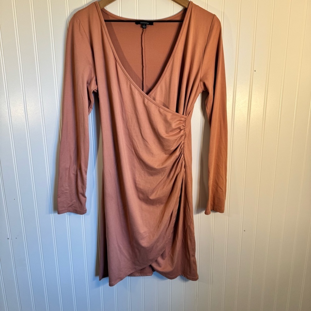 Ambiance Women’s Pink Long Sleeve Soft Wrap Dress Size Large